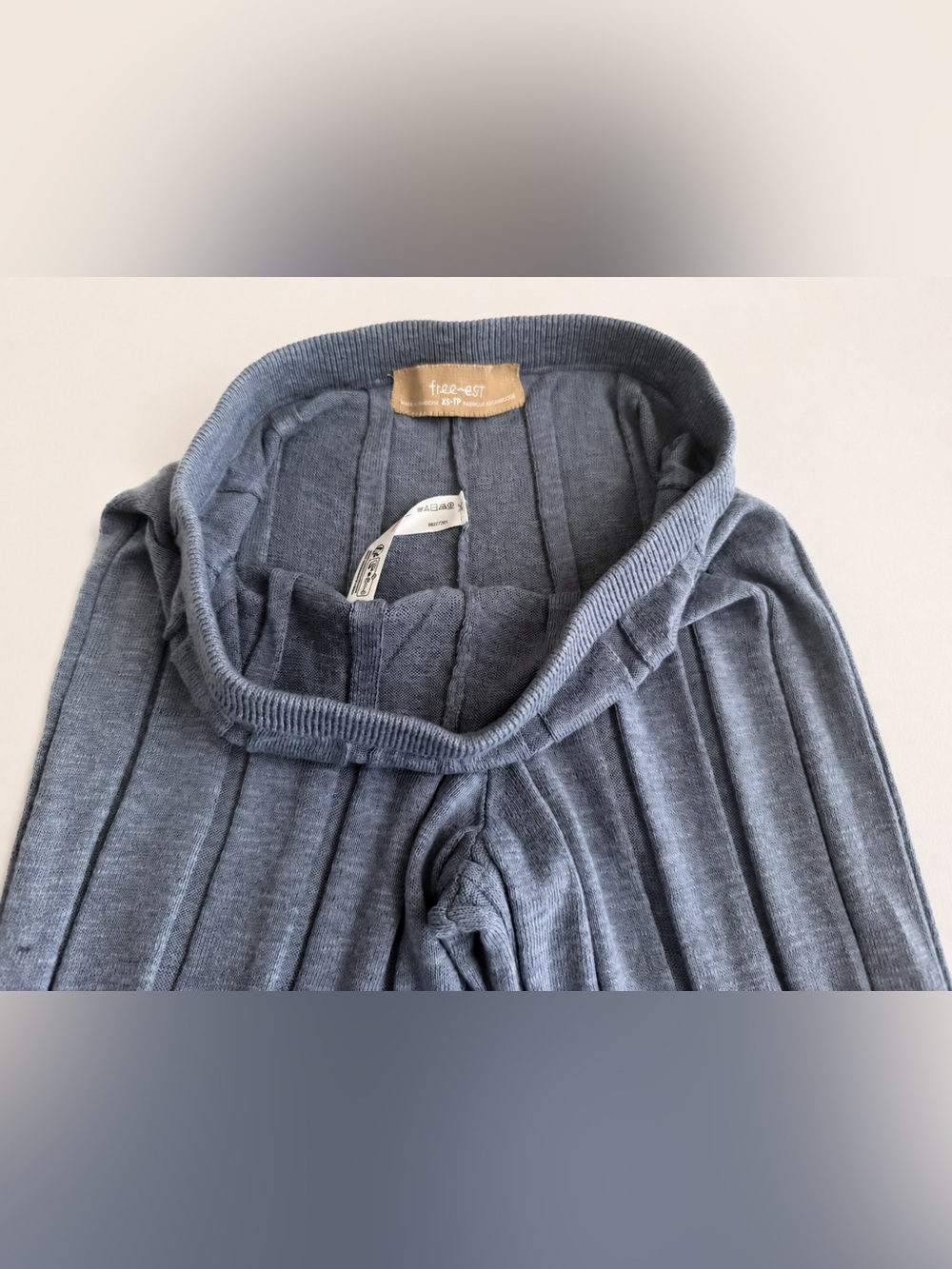 Free People Paloma 2-Piece Ribbed Knit Set Blue Suede color NWT XS - Picture 8 of 11